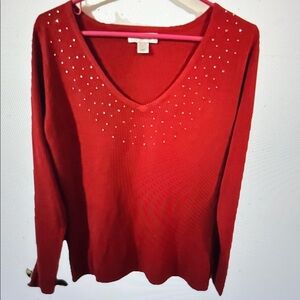 Christopher & Banks women’s large acrylic Red Knit Sweater